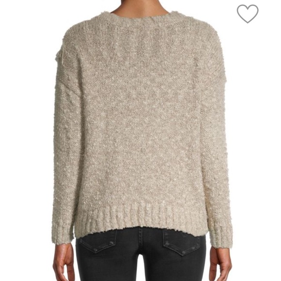 🍃💕NWT STELLAH Gold Metallic Slub Knit Fringe Sweater Size M - Picture 2 of 8